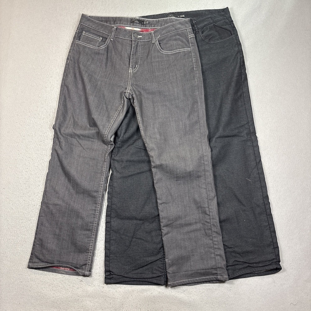 PrAna Jeans Women 12 Dark Wash Mid Rise Straight Flannel Lined Denim Lot of 2